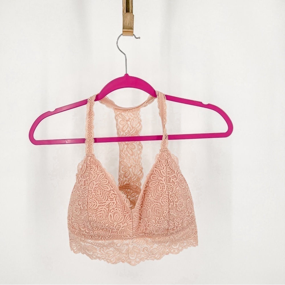 Auden Women's Lightly Lined Bralette Racerback Cream Laced